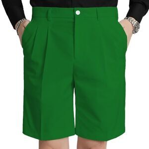 Men’s Green Flat Pleated Front Casual Slim Fit Dress Shorts Size 29 NWT